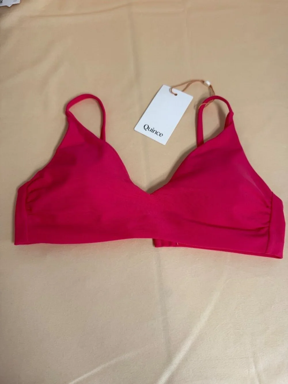 Quince Women's Italian Scoop Neck Bikini Top Berry Pink Small